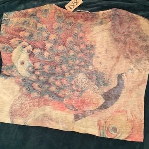 🌿 Forever 21 L Peacock burnout Tee NWT 💗